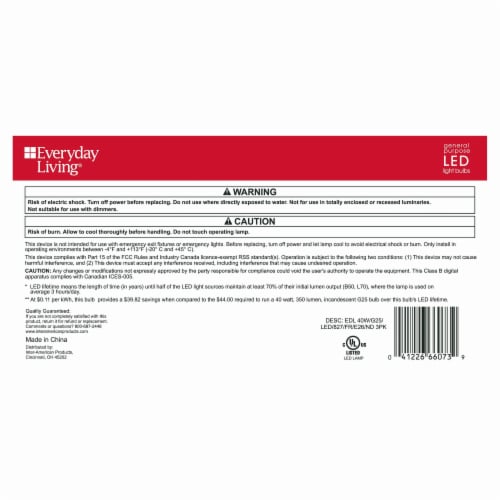 Everyday Living® 3.8-Watt (40-Watt) G25 Globe LED Light Bulb - Soft White (2700K) Perspective: left