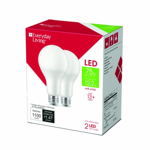 Everyday Living® 12.2-Watt (75-Watt) A19 LED Light Bulb - Soft White (2700K) Perspective: left