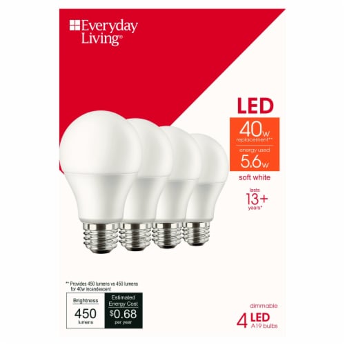 Everyday Living® 5.6-Watt (40-Watt) A19 LED Dimmable Light Bulb - Soft White (2700K) Perspective: left
