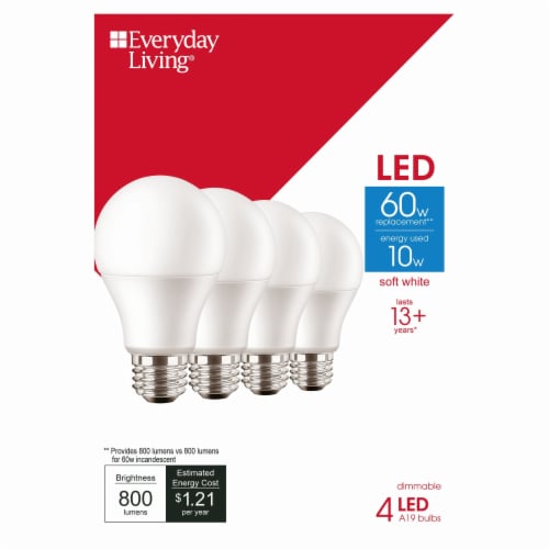 Everyday Living® 10-Watt (60-Watt) A19 LED Dimmable Light Bulb - Soft White (2700K) Perspective: left