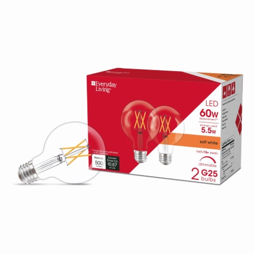 Everyday Living® 5.5-Watt (60-Watt) G25 LED Light Bulbs Perspective: left