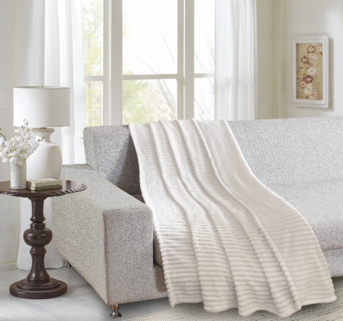 Everyday Living® Ribbed Microplush Throw - Tofu Perspective: left