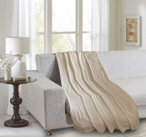 Everyday Living Microplush Throw - Tan Perspective: left
