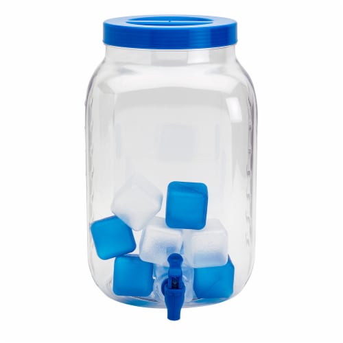 HD Designs Outdoors Acrylic Beverage Dispenser with Cups & Ice - Blue Perspective: left