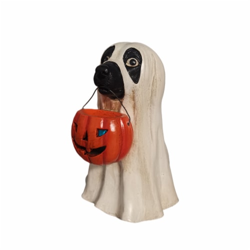 Holiday Home Ghost Dog with Pumpkin Perspective: left