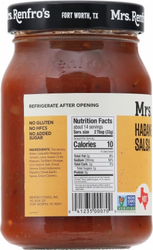 Mrs. Renfro's® Hot Habanero Salsa Perspective: left