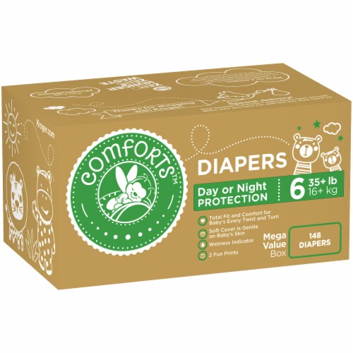Comforts™ Day or Night Diapers Size 6 (35+ lbs) Perspective: left