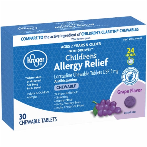 Kroger® Grape Flavor Children's Allergy Chewable Tablets Perspective: left
