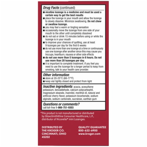 Kroger® Cherry Ice Nicotine Mini Lozenges 2mg Perspective: left