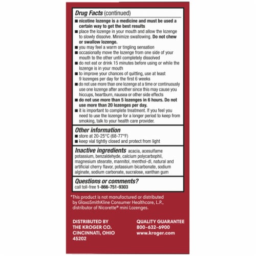 Kroger® Cherry Ice Nicotine Mini Lozenges 4mg Perspective: left