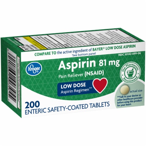 Kroger® Low Dose Aspirin Enteric Safety Coated Tablets 81mg Perspective: left