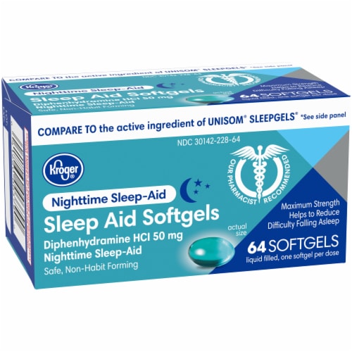 Kroger® Nighttime Sleep Aid Softgels 50mg Perspective: left