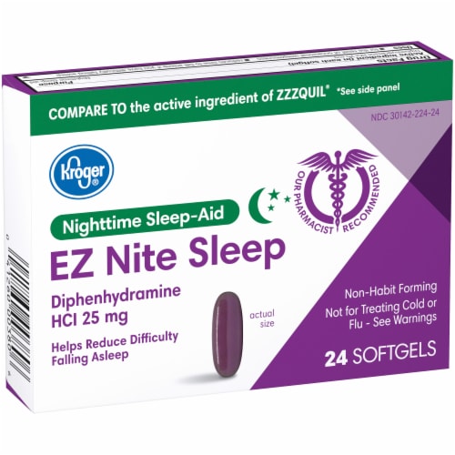 Kroger® EZ Nite Sleep Nighttime Sleep-Aid Softgels 25mg Perspective: left