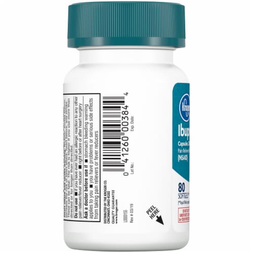 Kroger® Ibuprofen Pain Reliever & Fever Reducer Softgels 200mg Perspective: left