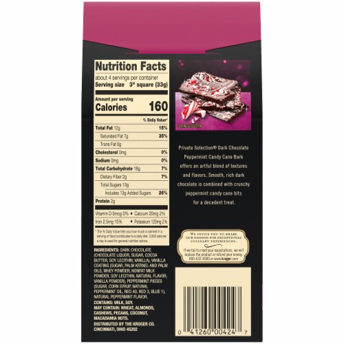 Private Selection® Dark Chocolate Peppermint Bark Holiday Candy Bar Perspective: left