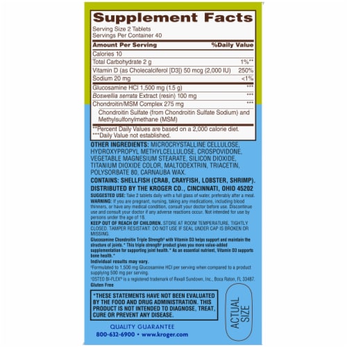 Kroger® Glucosamine Chondroitin Joint Support Tablets Perspective: left