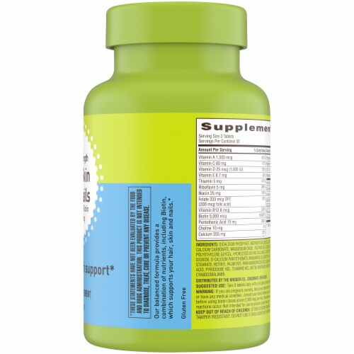 Kroger® Biotin Hair, Skin and Nails◊ Extra Strength Tablets 5000mcg Perspective: left