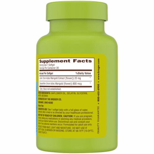 Kroger® Lutein Eye Supplement Softgels 20mg Perspective: left