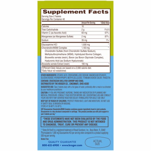 Kroger® 3X Glucosamine Chondroitin/MSM Complex Tablets Perspective: left