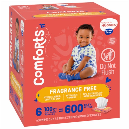 Comforts™ Fragrance-Free Baby Wipes Perspective: left