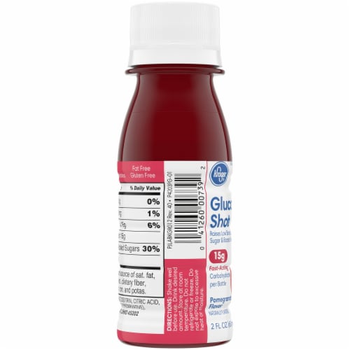 Kroger® Pomegranate Flavor Glucose Shot Bottle Perspective: left