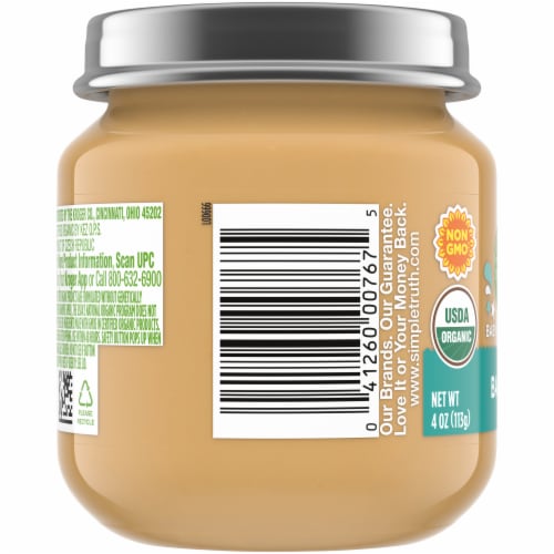 Simple Truth Organic® Banana Stage 1 Baby Food Puree Jar Perspective: left