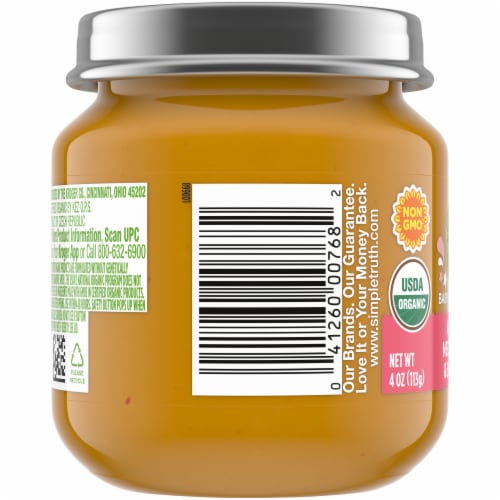 Simple Truth Organic® Apple Nectarine and Banana Stage 1 Baby Food Jar Perspective: left