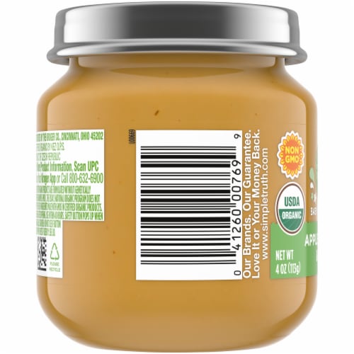 Simple Truth Organic® Apple Banana and Kiwi Stage 1 Baby Food Puree Jar Perspective: left