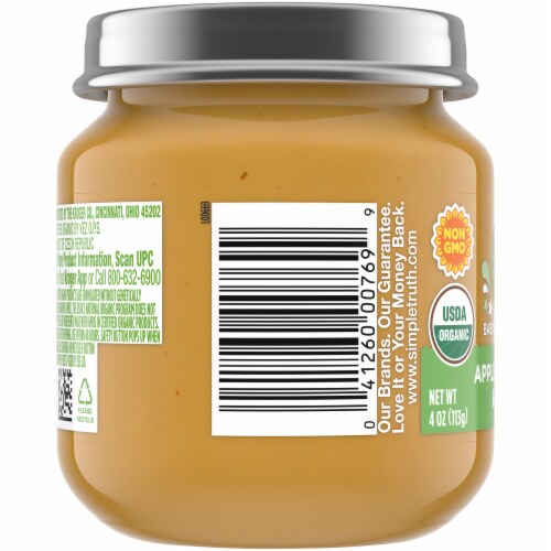 Simple Truth Organic® Apple Banana and Kiwi Stage 1 Baby Food Puree Jar Perspective: left