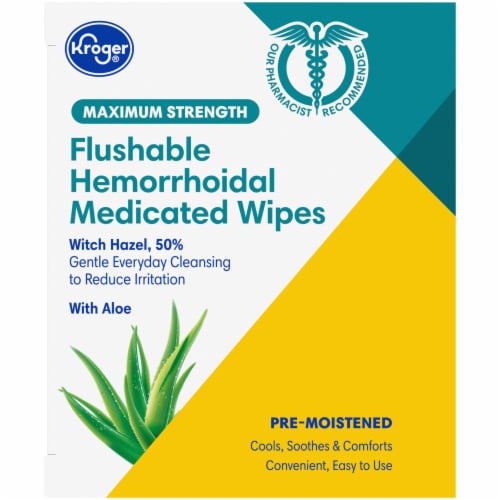 Kroger® Maximum Strength Flushable Hemorrhoidal Medicated Wipes Perspective: left
