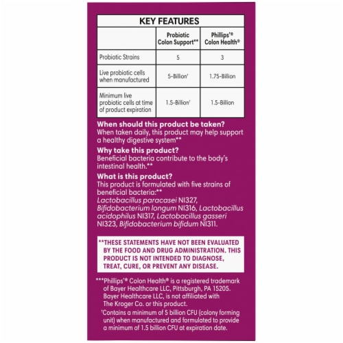 Kroger­® Probiotic Colon Support Vegetable Capsules Perspective: left