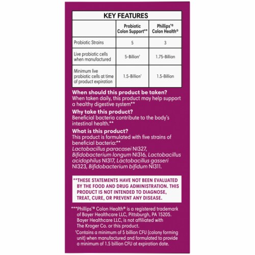 Kroger­® Probiotic Colon Support Vegetable Capsules Perspective: left