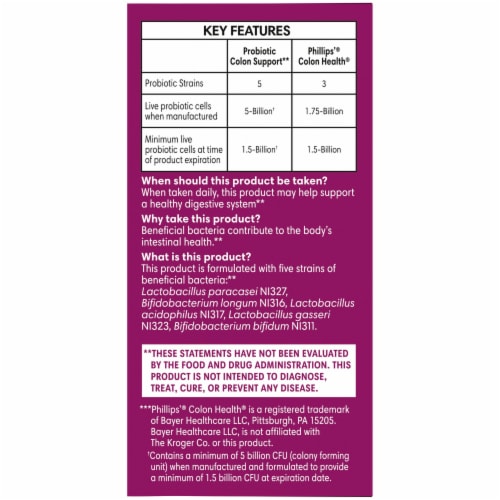 Kroger­­® Probiotic Colon Support Vegetable Capsules Perspective: left