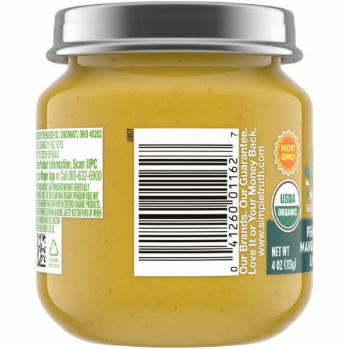 Simple Truth Organic® Mango Pear Apple Zucchini and Yogurt Stage 1 Baby Food Puree Perspective: left