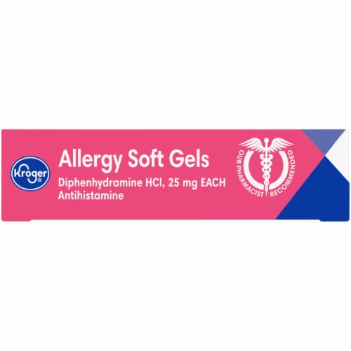 Kroger® Diphenhydramine HCl Dye-Free Allergy Soft Gels 25mg Perspective: left