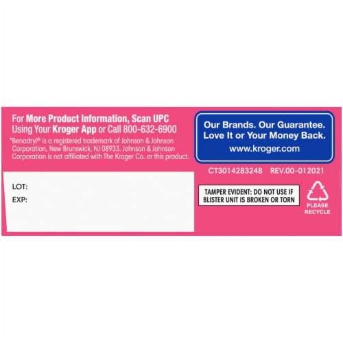 Kroger® Diphenhydramine HCl Allergy Antihistamine Capsules 25mg Perspective: left