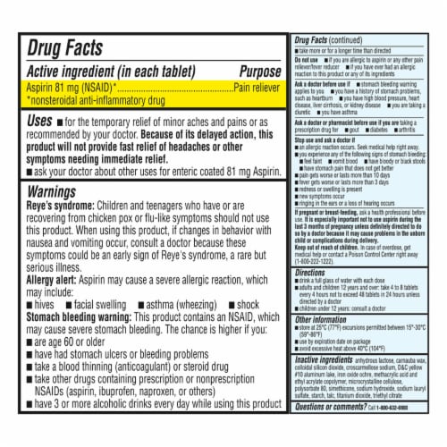 Kroger® Low Dose Aspirin Pain Reliever Enteric Coated Tablets 81mg Perspective: left