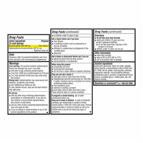 Kroger® Extra Stength Acetaminophen PM Gelcaps 25mg Perspective: left