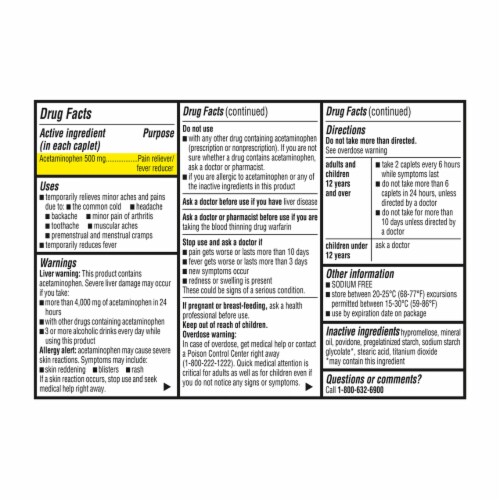 Kroger® Extra Strength Pain Reliever and Fever Reducer Acetaminophen Caplets 500mg Perspective: left