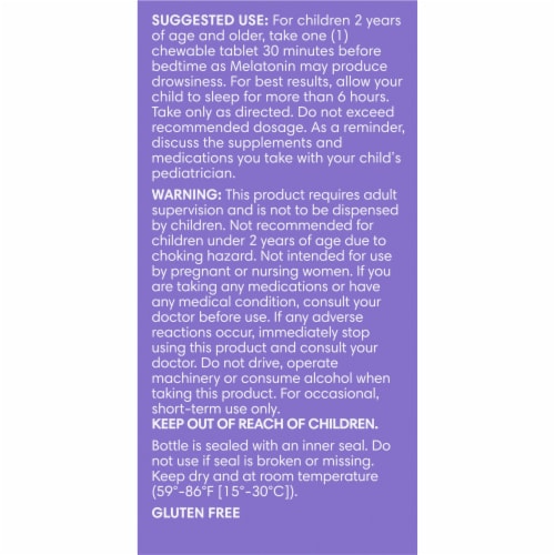 Kroger® Children's Melatonin Grape Chew Tablets 1mg Perspective: left