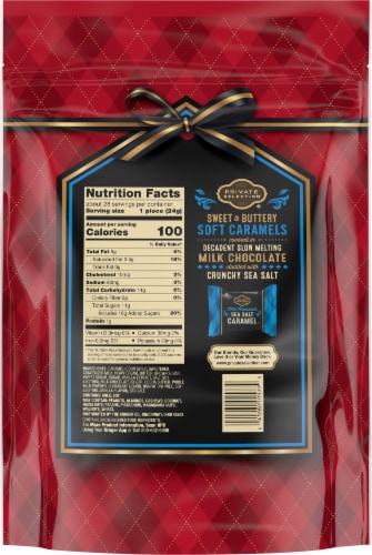 Private Selection® Milk Chocolate Sea Salt Caramels Holiday Candy Bag Perspective: left
