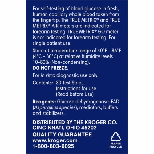 Kroger® True Metrix Self-Monitoring Blood Glucose Test Strips Perspective: left