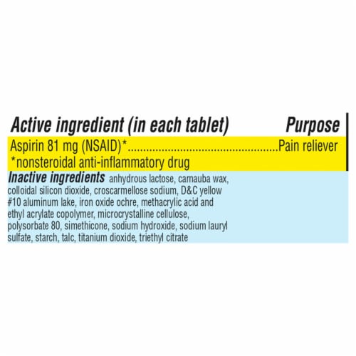 Kroger® Pain Reliever Low Dose Aspirin Enteric Coated Tablets 81mg Perspective: left