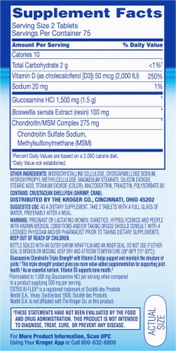 Kroger® Glucosamine Chondroitin Triple Strength with Vitamin D Tablets Perspective: left
