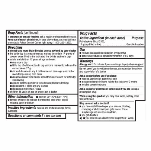 Kroger® GentleLAX® Osmotic Laxative Polyethylene Glycol Powder Orange Flavored Perspective: left