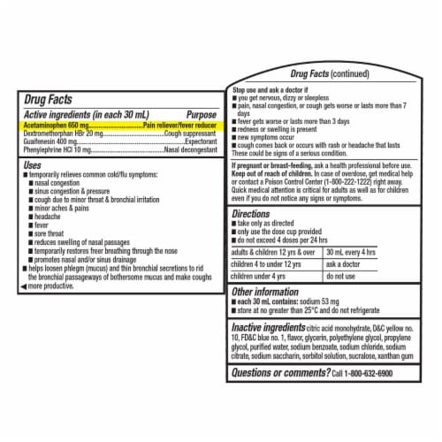 Kroger® Health Severe Multi-Symptom Relief Cold & Flu Cooling DayTime Liquid Medicine Perspective: left