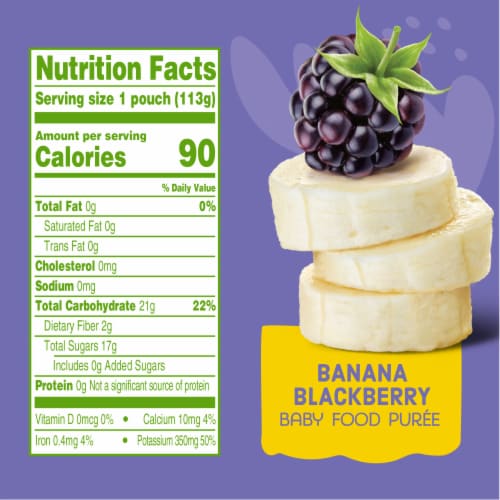 Comforts™ Banana Blackberry Stage 2 Baby Food Puree Pouch Perspective: left