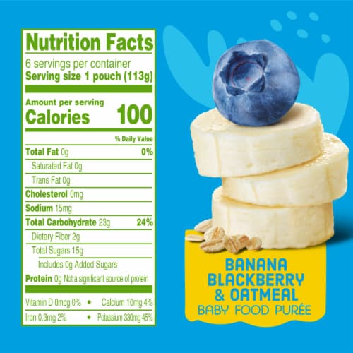 Comforts™ Banana Blueberry & Oatmeal Stage 2 Baby Food Puree Pouches Perspective: left