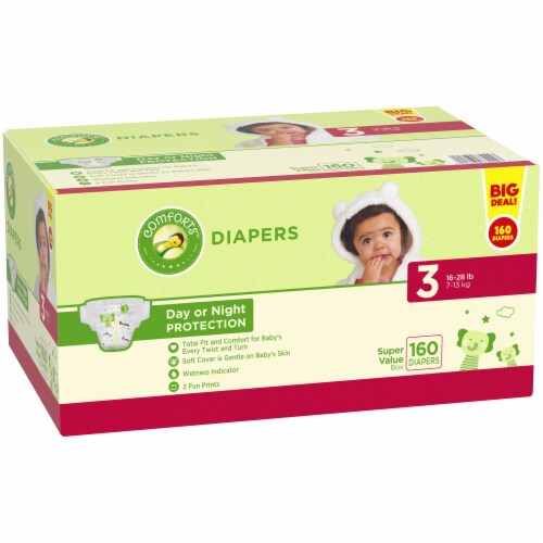 Comforts™ Day or Night Diapers Size 3 (16-28 lbs) BIG DEAL! Perspective: left