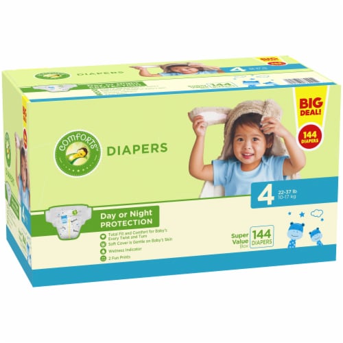 Comforts™ Day or Night Diapers Size 4 (22-37 lbs) BIG DEAL! Perspective: left